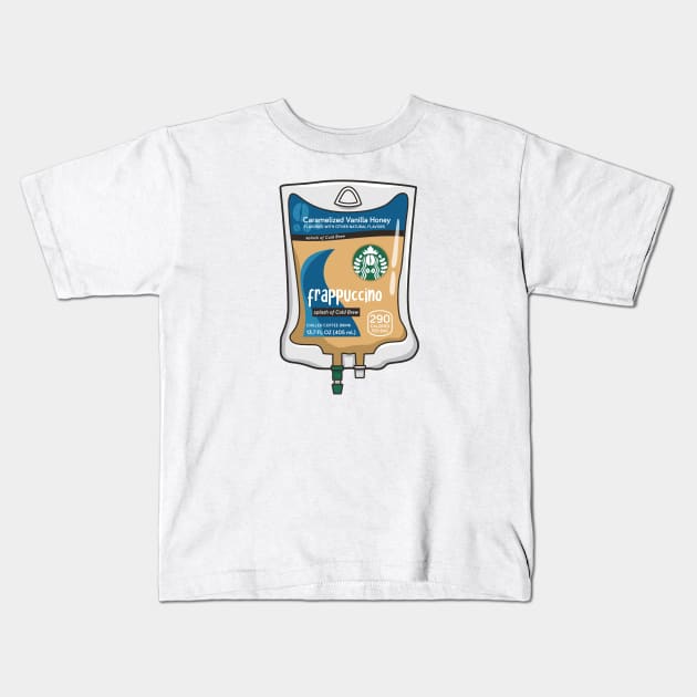 Caramelized Vanilla Honey with Cold Brew Iced Coffee Drink IV Bag for medical and nursing students, nurses, doctors, and health workers who are coffee lovers Kids T-Shirt by spacedowl